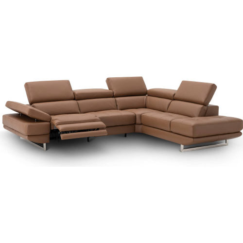 Annalaise Sectional Sofa with Right Facing Chaise in Caramel Leather
